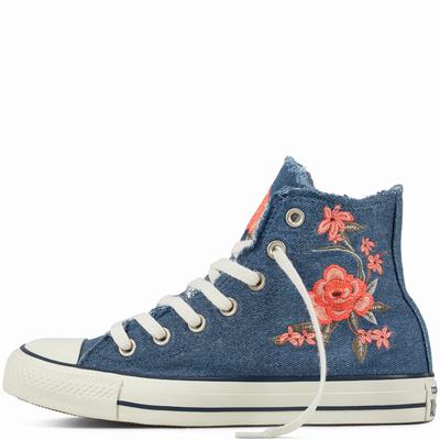 Converse Chuck Taylor All Star Frayed Denim High Tops Womens - Blue/Blue/Navy Shoes (585AJZNF)